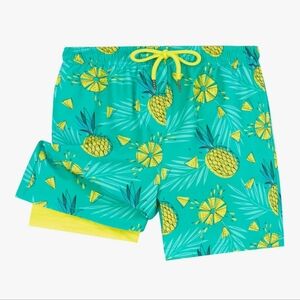 Tropical Pineapple Print Swim Shorts